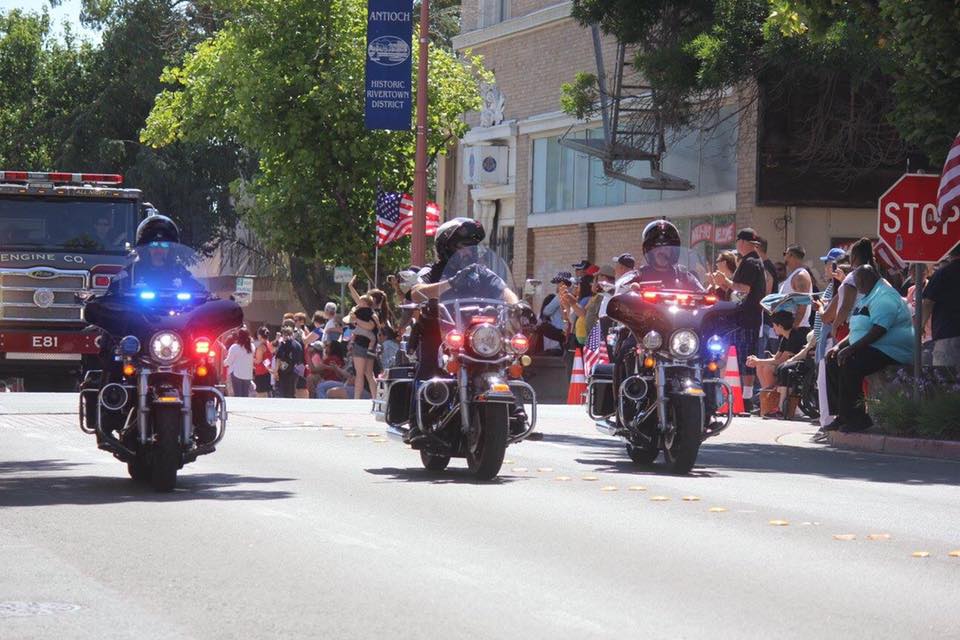 antioch police motorcycle officers during parade